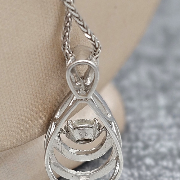 14K White Gold Floating Center Diamond Necklace - Picture 5 of 8